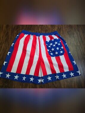 Men's Savage Patriot Red & White American Flag Swim Shorts